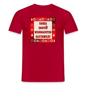 CHRISTMAS FAMILY BABY - Men's T-Shirt - red - Front - AI Model Male 178 dark (178cm)