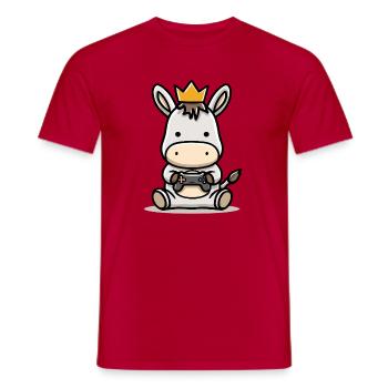 Gamer donkey with controller crown - Men's T-Shirt - red - Front - AI Model Male 178 dark (178cm)