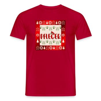 Pflege Pflegefachkräfte Weihnachten Pfleger - Männer T-Shirt - Rot - Vorne - AI Model Male 178 dark (178cm)