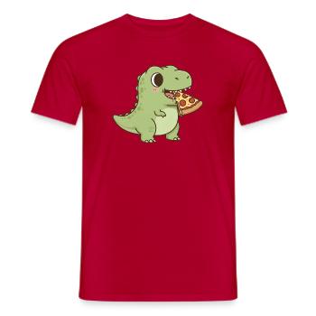 T-Rex mange une pizza - T-shirt homme - rouge - Devant - AI Model Male 178 dark (178cm)