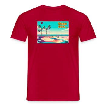 Venice Beach Retro Skater - Men's T-Shirt - red - Front - AI Model Male 178 dark (178cm)