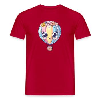 Pastel Balloon with Floral Wreath - Men's T-Shirt - red - Front - AI Model Male 178 dark (178cm)