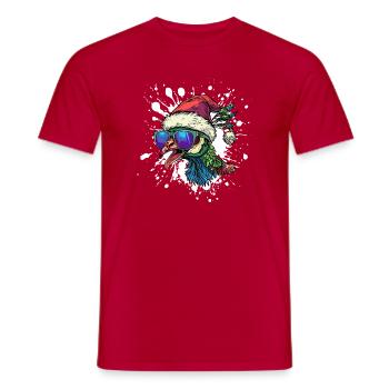 Peacock Bird Christmas Funny - Men's T-Shirt - red - Front - AI Model Male 178 dark (178cm)