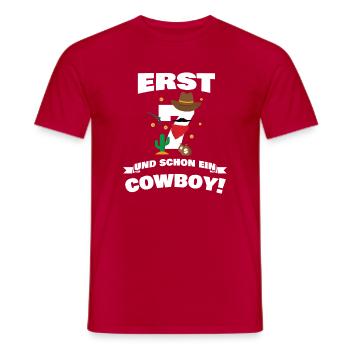 Seulement 7 ans et déjà une idée de cadeau cowboy / enfants - T-shirt homme - rouge - Devant - AI Model Male 178 dark (178cm)