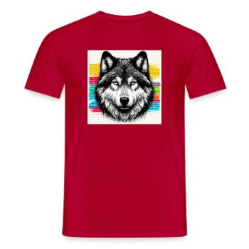 Wolf - Männer T-Shirt - Rot - Vorne - AI Model Male 178 dark (178cm)