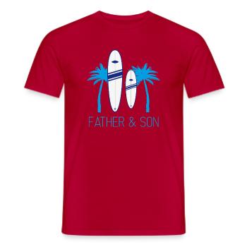 Vater und Sohn Surfen Father and Son Surf - Men's T-Shirt - red - Front - AI Model Male 178 dark (178cm)