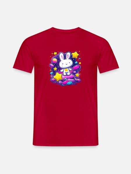 Sternenhase im bunten Kosmos - Männer T-Shirt - Rot