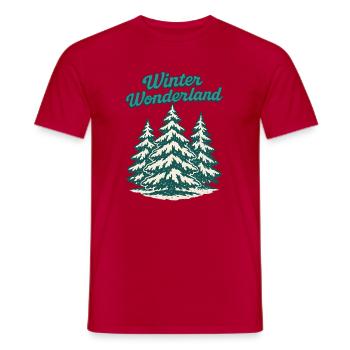 Winter Wonderland Kiefern - Männer T-Shirt - Rot - Vorne - AI Model Male 178 dark (178cm)