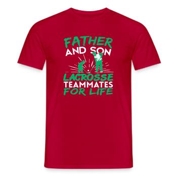 Father and Son Lacrosse Teammates for Life Bonding - Men's T-Shirt - red - Front - AI Model Male 178 dark (178cm)