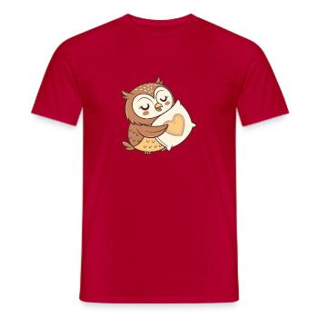 Hibou câlin cœur - T-shirt homme - rouge - Devant - AI Model Male 178 dark (178cm)