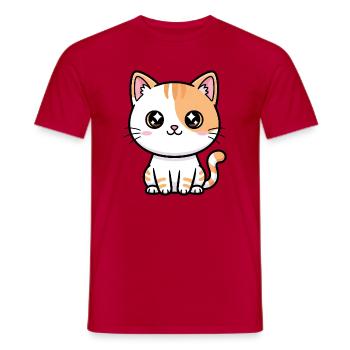 Kawaii Calico Kitty - Männer T-Shirt - Rot - Vorne - AI Model Male 178 dark (178cm)