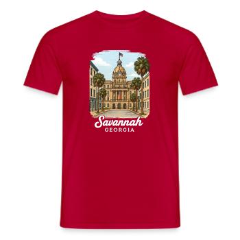 Savannah, Georgia - Men's T-Shirt - red - Front - AI Model Male 178 dark (178cm)