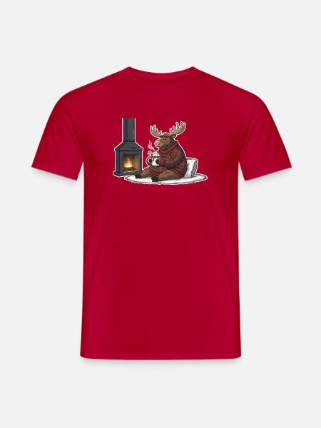 Kamin wärme Rentier Ugly Christmas - Männer T-Shirt - Rot
