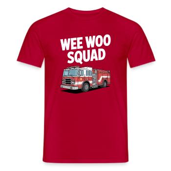 Wee Woo Squad Fire Brigade Car Rescuer Saying - Men's T-Shirt - red - Front - AI Model Male 178 dark (178cm)