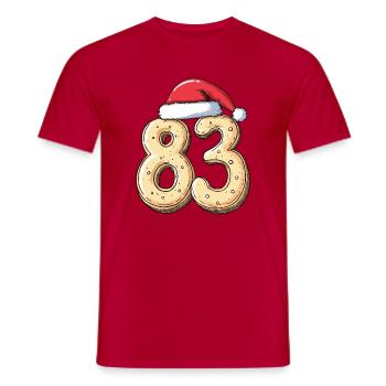 83 Numéro Biscuit Noël - T-shirt homme - rouge - Devant - AI Model Male 178 dark (178cm)