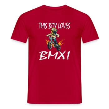 Junge liebt BMX Illustration - Männer T-Shirt - Rot - Vorne - AI Model Male 178 dark (178cm)