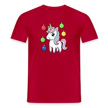 Licorne de Noël mignonne - T-shirt homme - rouge - Devant - AI Model Male 178 dark (178cm)