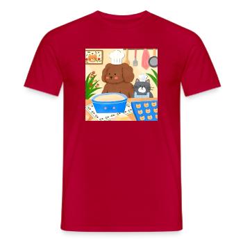 Cute Baker Illustration - Men's T-Shirt - red - Front - AI Model Male 178 dark (178cm)