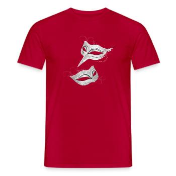 Elegant silver masks in ornamental style - Men's T-Shirt - red - Front - AI Model Male 178 dark (178cm)