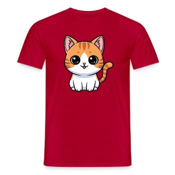 Chat Kawaii Tigré Orange - T-shirt homme - rouge - Devant - AI Model Male 178 dark (178cm)