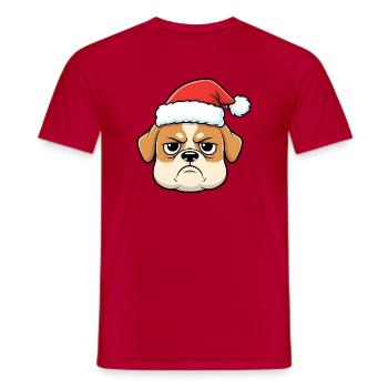 Grim Bulldog au Chapeau du Père Noël Anti-Noël - T-shirt homme - rouge - Devant - AI Model Male 178 dark (178cm)