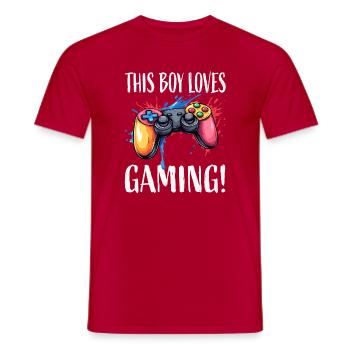 Boy loves gaming – colorful controller - Men's T-Shirt - red - Front - AI Model Male 178 dark (178cm)