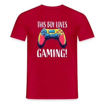 Junge liebt Gaming Controller - Männer T-Shirt - Rot - Vorne - AI Model Male 178 dark (178cm)