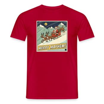 Tshirt Weihnachts Schlittenmayhem - Männer T-Shirt - Rot - Vorne - AI Model Male 178 dark (178cm)