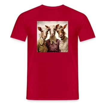 Trio rétro de chèvres dans le style vintage - T-shirt homme - rouge - Devant - AI Model Male 178 dark (178cm)