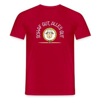 Sheep Good, All Good – Cute Sheep Illustration - Men's T-Shirt - red - Front - AI Model Male 178 dark (178cm)