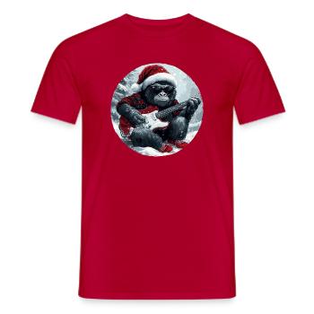 Gorilla Weihnachten Gitarre - Männer T-Shirt - Rot - Vorne - AI Model Male 178 dark (178cm)