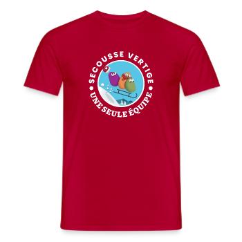 Winter-Schlittenteam United Humor, Nervenkitzel, Magie - Männer T-Shirt - Rot - Vorne - AI Model Male 178 dark (178cm)