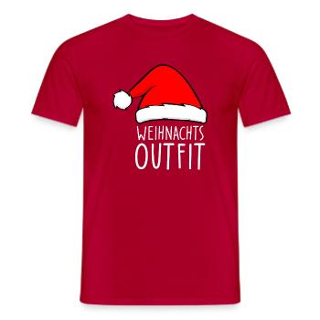 Tenue de Noël avec chapeau de Père Noël rouge - T-shirt homme - rouge - Devant - AI Model Male 178 dark (178cm)