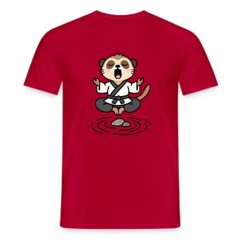 Erdmännchen in einem meditativen Zen-Kimono - Männer T-Shirt - Rot - Vorne - AI Model Male 178 dark (178cm)