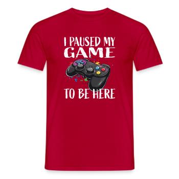 Spielpause Controller Spruch - Männer T-Shirt - Rot - Vorne - AI Model Male 178 dark (178cm)