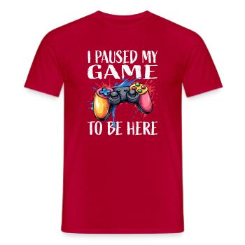 Gamer Pause Controller Color Explosion - Men's T-Shirt - red - Front - AI Model Male 178 dark (178cm)
