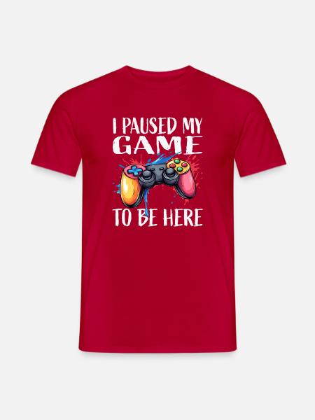 Gamer Pause Controller Farbexplosion - Männer T-Shirt - Rot