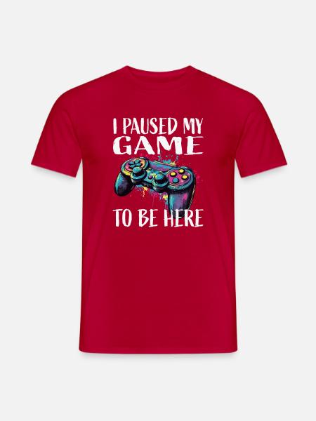 I paused my game – Controller Art - Men's T-Shirt - red