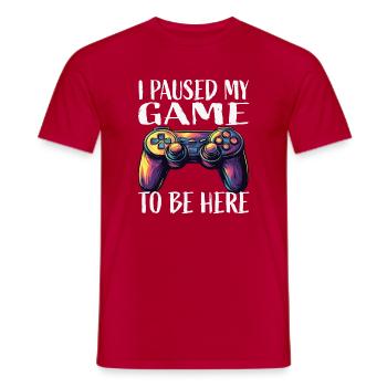 Game Pause Neon Controller - Men's T-Shirt - red - Front - AI Model Male 178 dark (178cm)