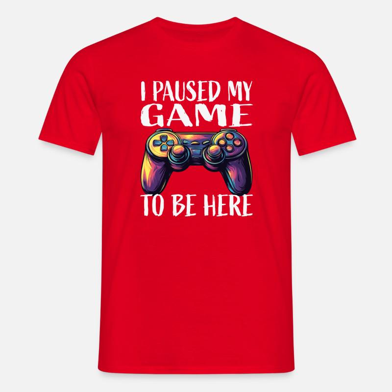 Game Pause Neon Controller - Men's T-Shirt - red