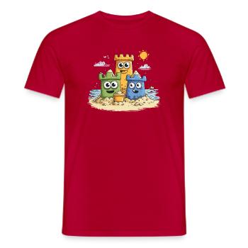 Sandkasten Helden am Strand - Männer T-Shirt - Rot - Vorne - AI Model Male 178 dark (178cm)