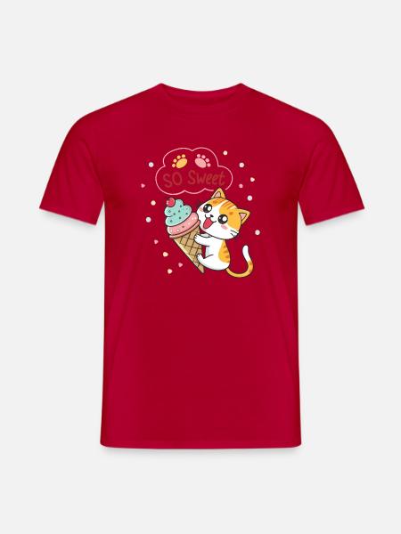 Chat gourmand avec glace pastel - Men's T-Shirt - red