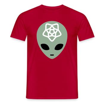 Geometrische, außerirdische Gedankenlandschaft - Männer T-Shirt - Rot - Vorne - AI Model Male 178 dark (178cm)