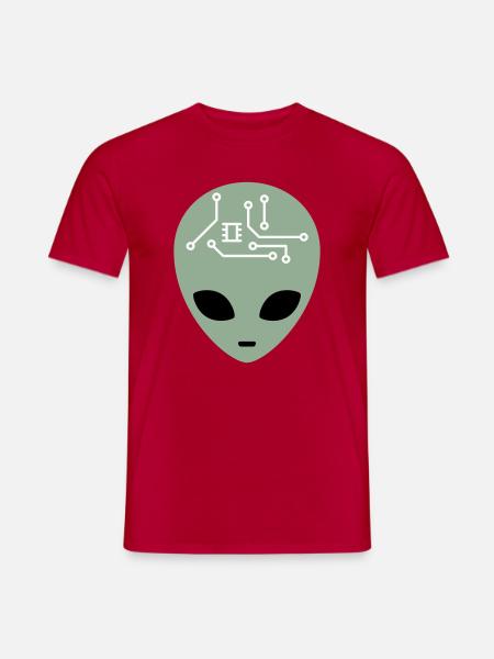 Alien Head with Circuits (three colours) - Men's T-Shirt - red