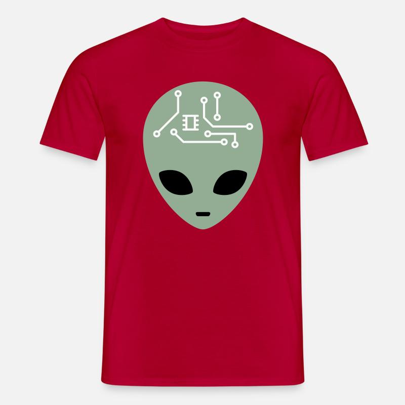 Alien Head avec circuits (trois couleurs) - T-shirt homme - rouge