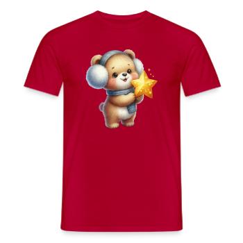 Gemütlicher Bär mit Star Wish - Männer T-Shirt - Rot - Vorne - AI Model Male 178 dark (178cm)