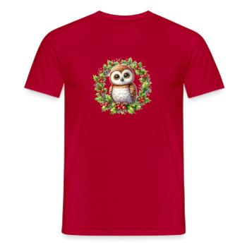 Stechpalmen-Eulenkranz in der Feiertagssaison - Männer T-Shirt - Rot - Vorne - AI Model Male 178 dark (178cm)