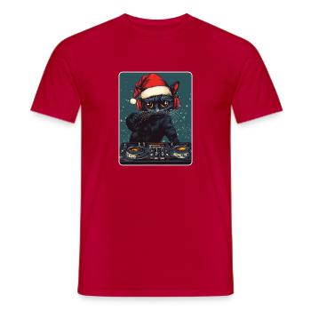 Chat DJ cool avec lunettes de soleil Chapeau de Père Noël - T-shirt homme - rouge - Devant - AI Model Male 178 dark (178cm)
