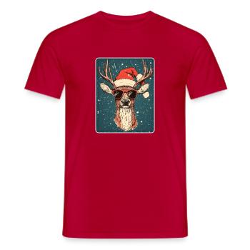 Reindeer Deer Antlers Reindeer Vintage Christmas - Men's T-Shirt - red - Front - AI Model Male 178 dark (178cm)