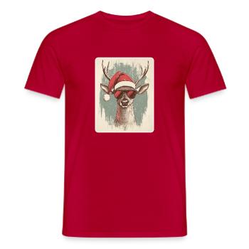 Reindeer Deer Antlers Reindeer Vintage Christmas - Men's T-Shirt - red - Front - AI Model Male 178 dark (178cm)